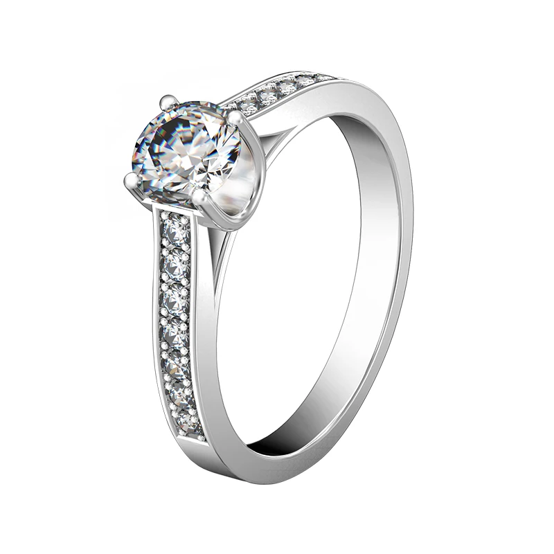 Чарльз и Colvard сертифицированных 0.5ct бриллиант Муассанит женщина Обручение кольцо Твердые Серебряное кольцо