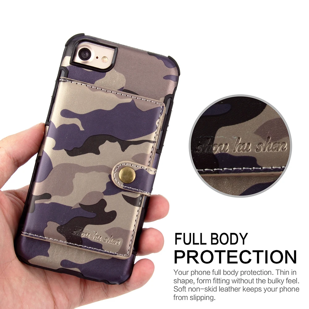Чехол для телефона Amy Camo iphone XS Max XR 8 7 Plus кожаный чехол-кошелек чехлы 6 6s камуфляжный