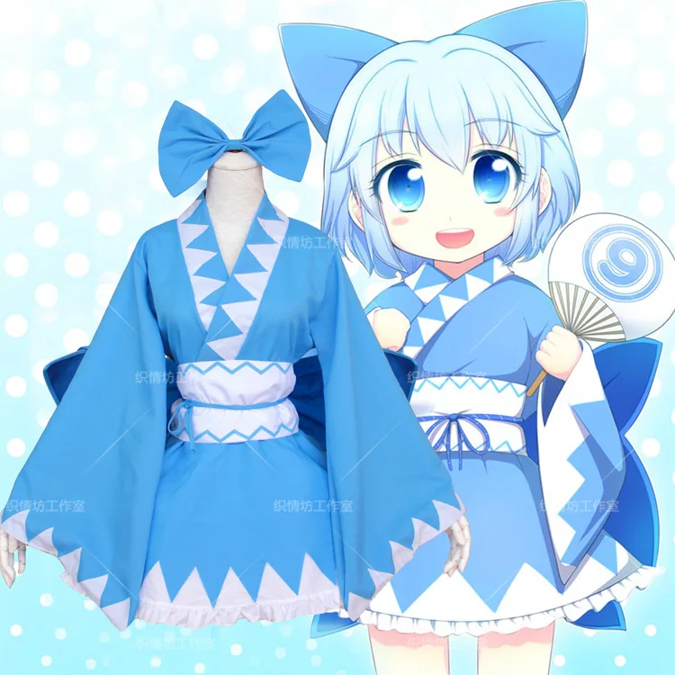 Косплей косплей TouHou Project Cos Cirno мультфильм Хэллоуин женщина японское сине белое