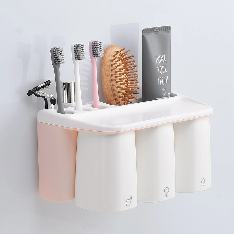 3 Cup Pink ONEUP магнитный Набор чашек для полоскания рта держатель для зубной пасты и для зубной щетки полка настенный сливной рот чашки аксессуары для ванной комнаты Набор - Цвет: 3 Cup Pink