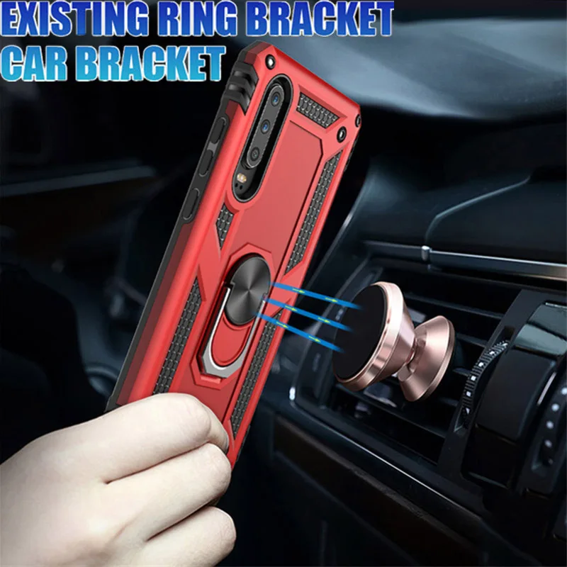 Luxury Rubber Shockproof Case For Huawei P30 Pro Heavy Duty Protection Metal Ring Back Cover Lite Rugged Armor Cases | Мобильные
