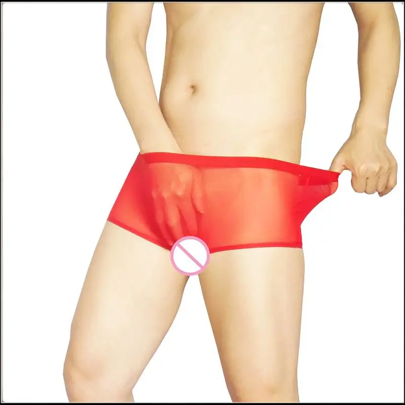 2016 мягкие мужские боксеры с промежностью бесшовное бикини Сетчатое нижнее белье