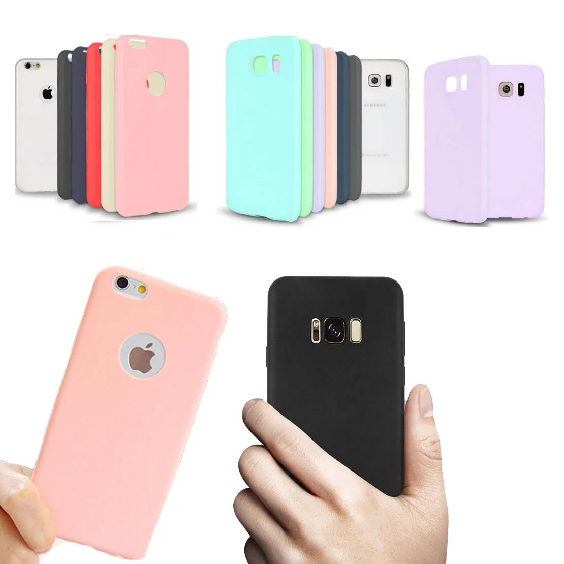 For Iphone X 6S 7 8 Plus Samsung Galaxy S6 S7 Edge S8 S9 Note Candy Case Ultra Slim Soft Silicone Back Cover Thin Rubber |