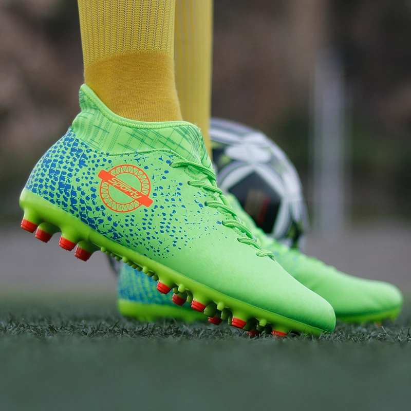 Открытый газон обувь для футбола мужские шипы высокие спортивные кроссовки