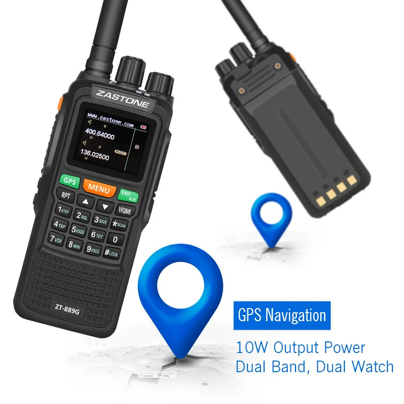 Zastone ZT889G gps портативные рации УКВ двухстороннее радио 999CH 134-174/400-520 мГц