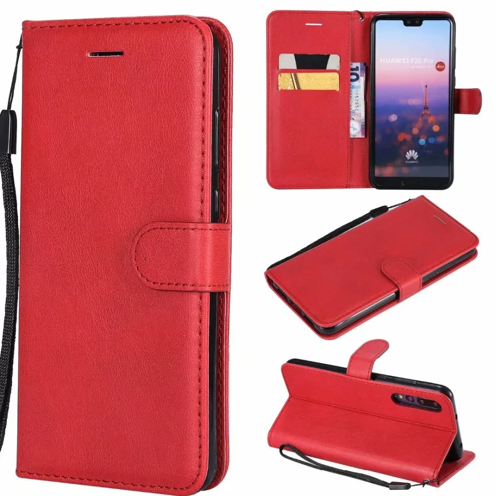 Чехол-Кошелек для Huawei P20 Pro откидная крышка чистый цвет искусственная кожа