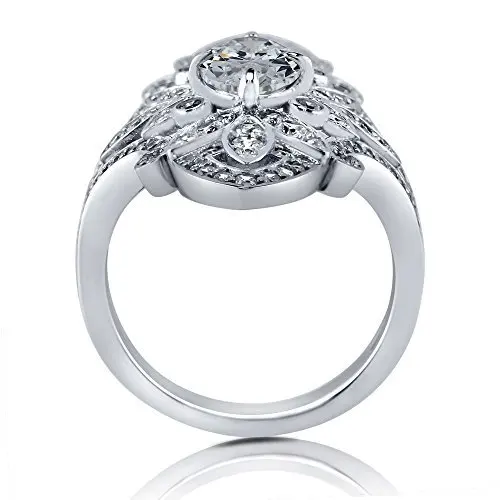Ociki Vintage Antique Silver Color Crystal Rings Cubic Zirconia Party Wedding for Women Girls Gift Drop Jewelry Wholesale | Украшения и