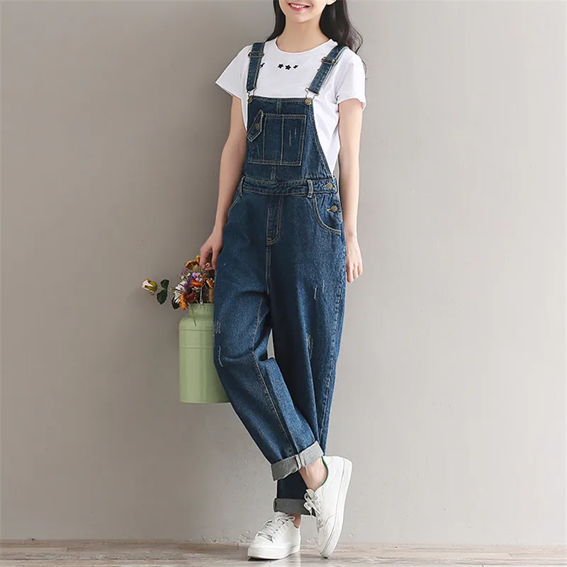 Женский джинсовый комбинезон Modis свободный большого размера повседневный есть