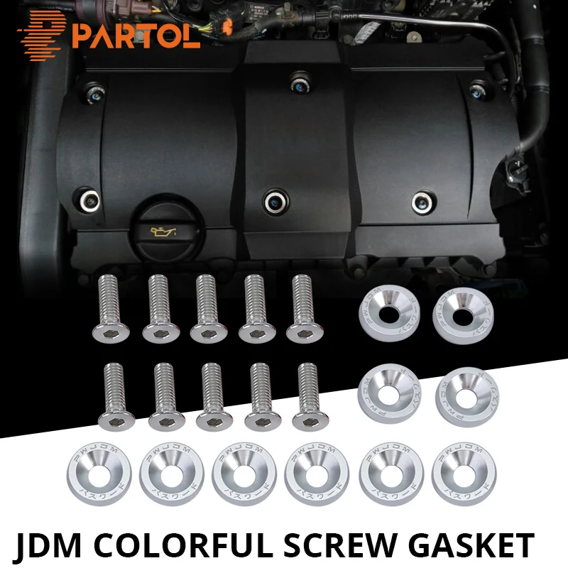 Partol 10 шт. M6 JDM гайки болты автомобиль винт капот прокладка крышки клапана для peugeot