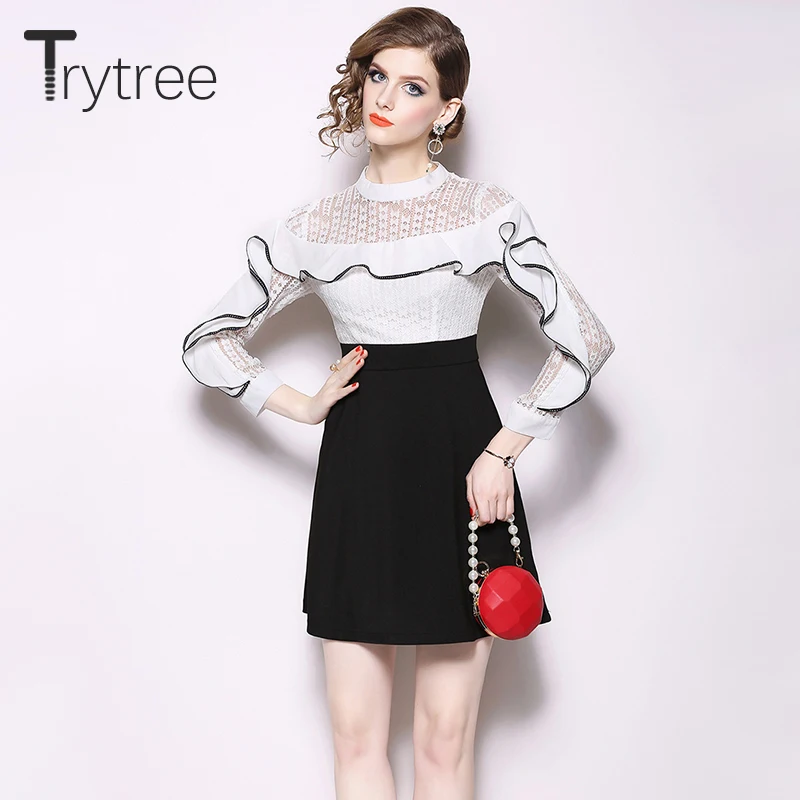 Trytree сезон: весна–лето оборками платье Повседневное полиэстер лоскутное