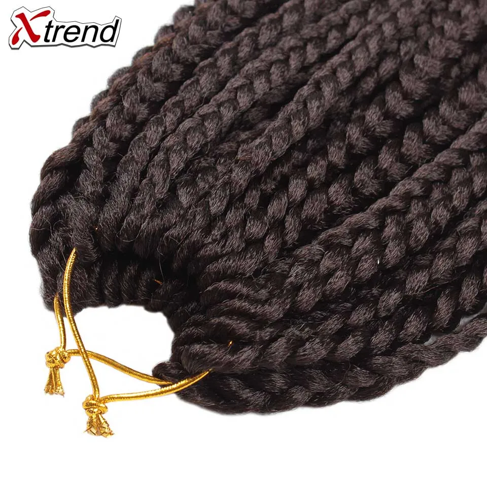 Xtrend, вязанные крючком косички, волосы, 14 дюймов, 12 корней, синтетические косички, пряди для наращивания, черные, бордовые, термостойкие