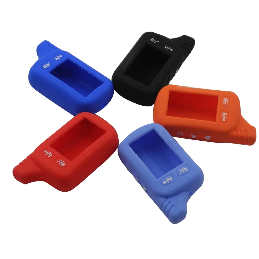 jingyuqin New TZ9010 Silicone Case KeyChain Russian 2-way Alarm System Alarm Key Fob For Tomahawk TZ-9010 TZ9010