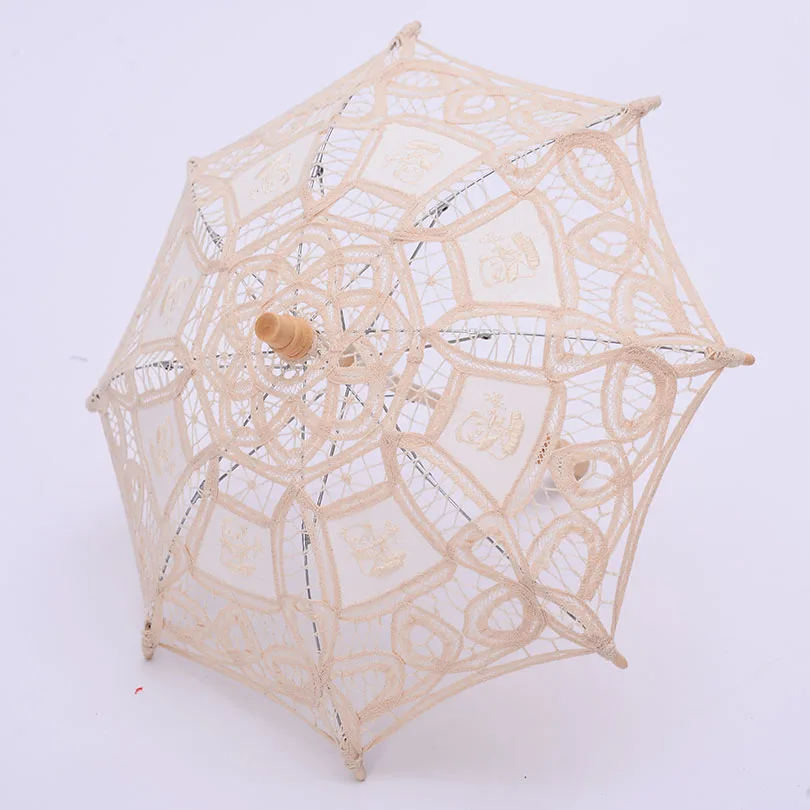 Бежевый зонтик QUNYINGXIU для девочек кружевной зонт ручной работы с вышивкой