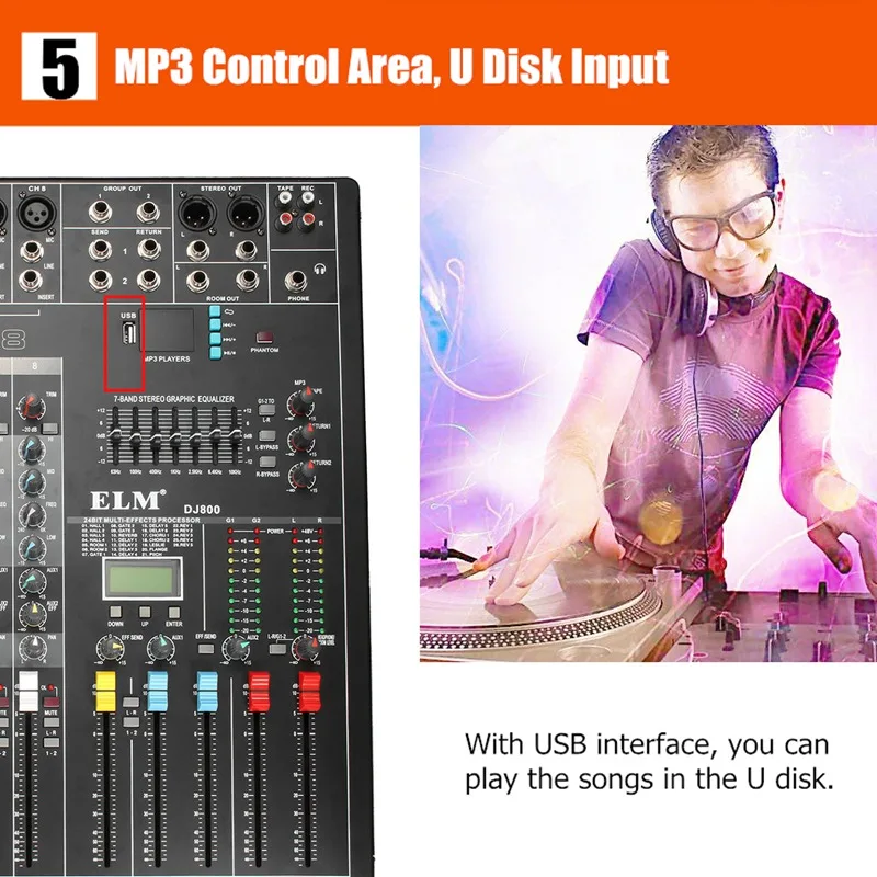 В наличии профессиональный микшер 8 каналов усилитель мощности DSP цифровой аудио