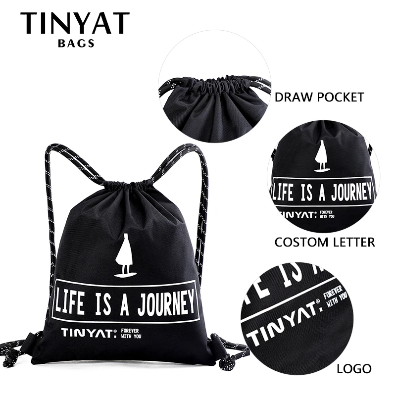 TINYAT мужской женский рюкзак на шнурке супер легкий спортивный плечо