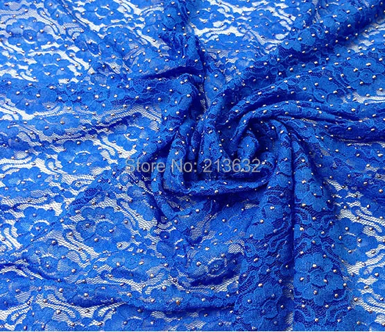 PQYY14 blue beads fashion week swiss voile laces switzerland french lace fabric organza tulle african cord | Дом и сад