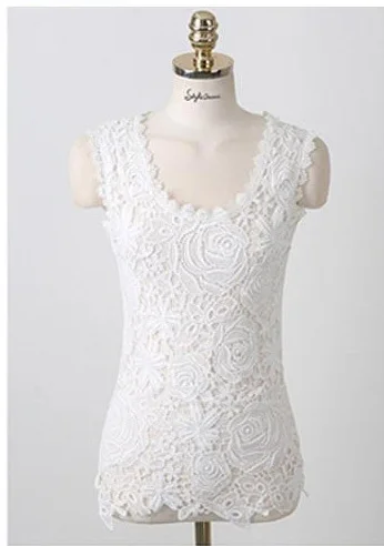 Мода женщин дешевые одежда китай женский Большой размер белый кружева танки