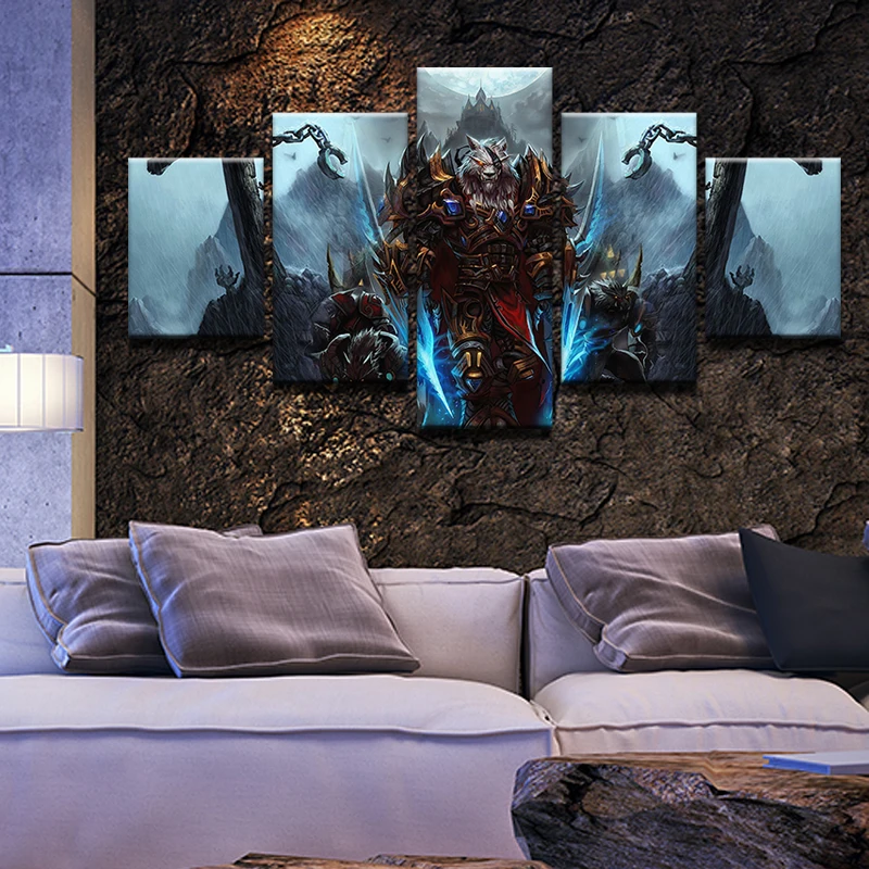 5 панелей печать на холсте World Of Warcraft Werewolf Картина плакат домашний декор модное