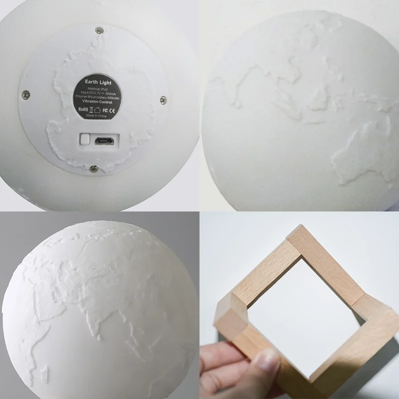 TZ 3D Print Earth Lamp Night Light Modern LED Creativity Bedroom Living Room Restaurant Dimmable Touch Sensor USB Operated Gift | Лампы и