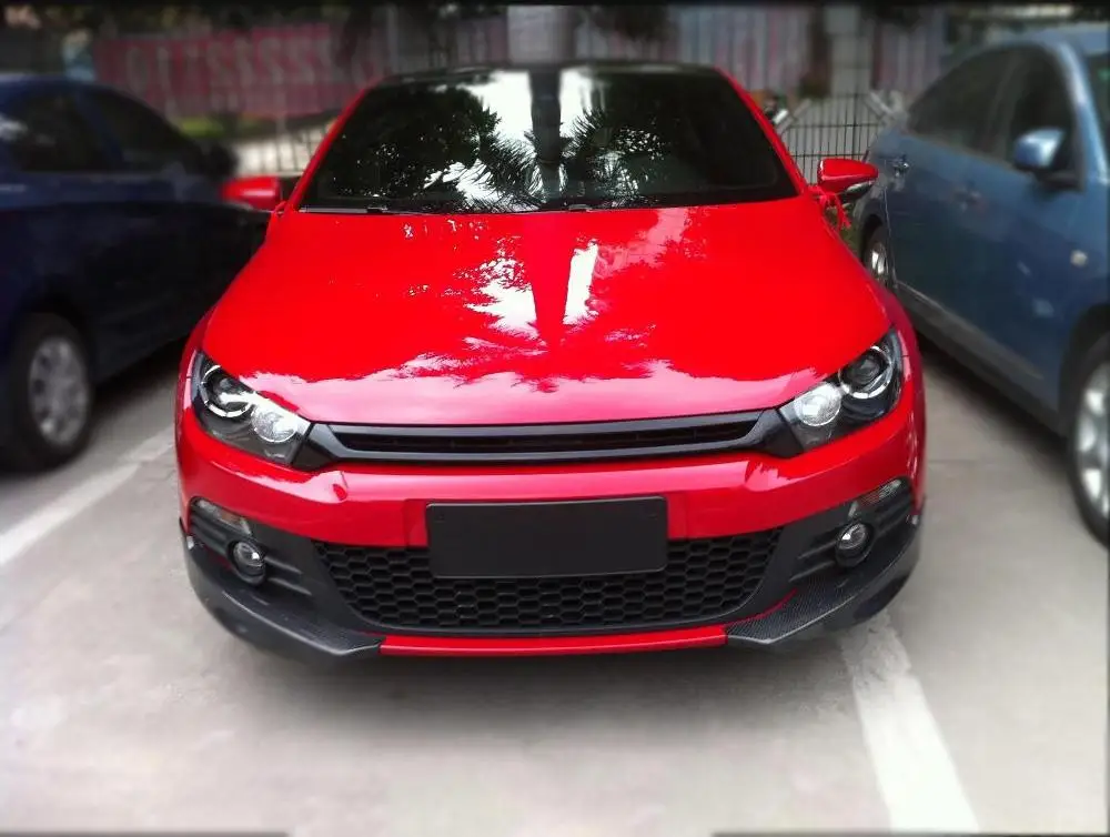 Углеродное волокно авто передний бампер для губ разветвители фартуки для Volkswagen VW Scirocco Non R 2010-2013 2 шт./компл. Тюнинг автомобиля запчасти