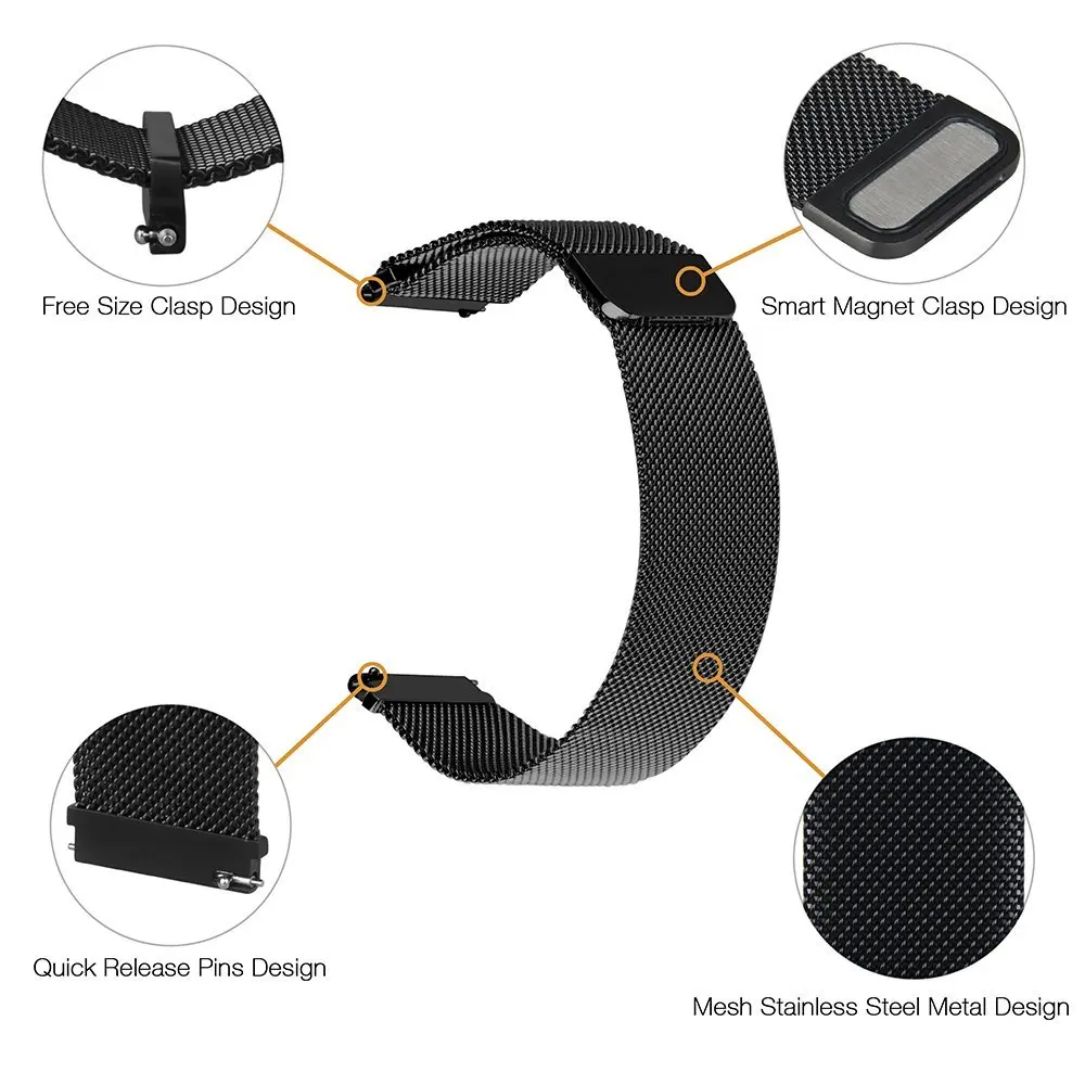 Uebn 22 мм Milanese Loop band для Samsung Шестерни S3 классический браслет ремешок Frontier