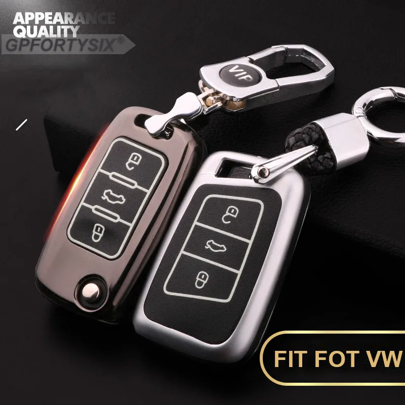 Серебристый чехол для автомобильного ключа из цинкового сплава с дистанционным