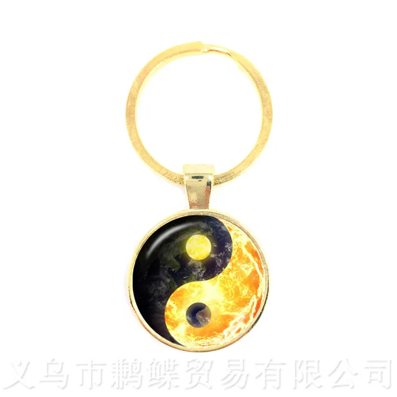 Черно белая Бриллиантовая бижутерия стеклянные брелоки с куполом Taoism буддизм
