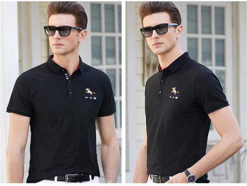 Поло de qualite superieure hauts et shirts Hommes Daffaires hommes marques polo 3D broderie с отложным воротником col hommes polo