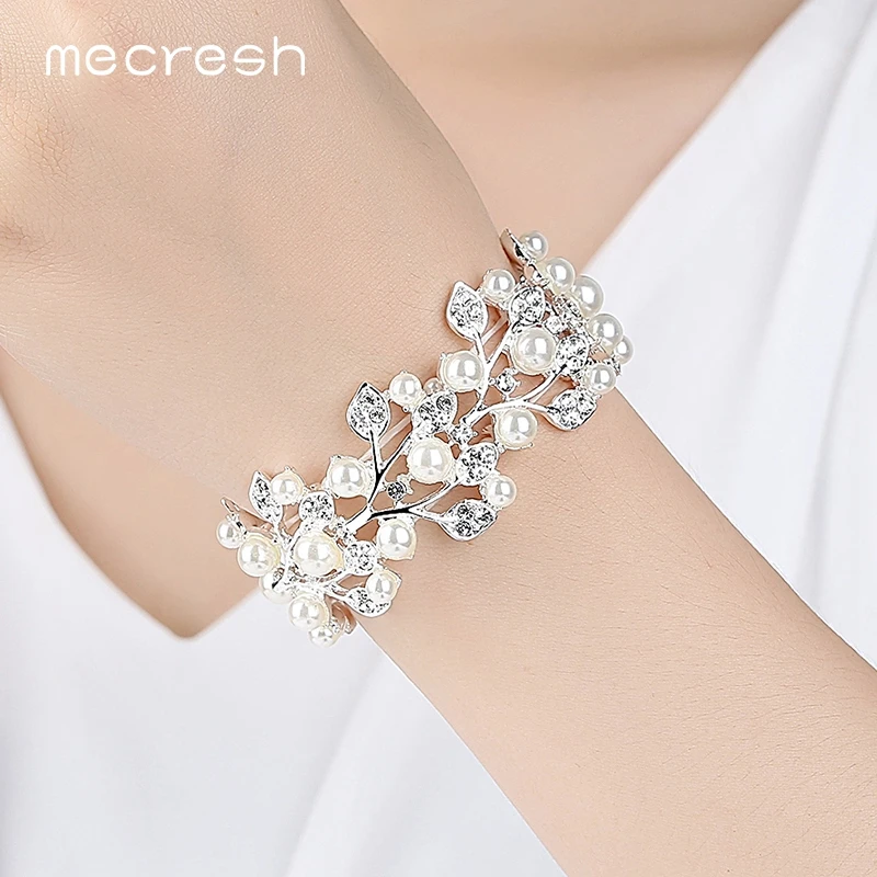 Mecresh свадебные браслеты и обручи с искусственным жемчугом для женщин прозрачный