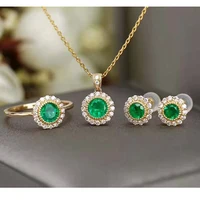 CoLife Jewelry silver emerald jewelry set for wedding natural emerald jewelry solid 925 silver antique emerald jewelry set