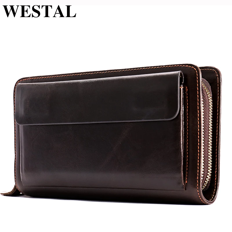 Мужской клатч WESTAL из натуральной кожи, мужской кошелек, кошелек для мужчин, Длинные кошельки для телефона/кредитной карты, сумка для денег, кошельки, мужской кошелек