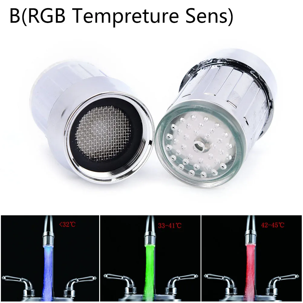 

Bathroom Kitchen Accs LED Faucet Light Temperature Sensor Water Faucet Tap RGB Glow Water Shower Head Stream Sink Tap Torneira
