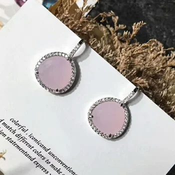 SLJELY высокое качество разноцветные карамельные Кристальные висячие серьги полный Циркон CZ серебряные золотые цветные серьги Модные женские украшения подарок - Окраска металла: Pink