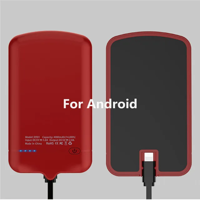 Red For Android KQJYS портативное зарядное устройство корпус запасной Мобильный блок питания 4000 мАч для iPhone samsung просо huawei Корпус Зарядного устройства - Цвет: Red For Android