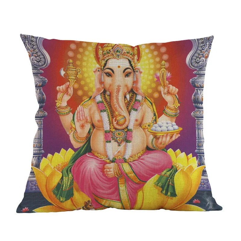 Hinduism God Ganesha Vishnu Shiva Hanuman буддистский льняной чехол для подушки для дома, дивана, религиозного украшения