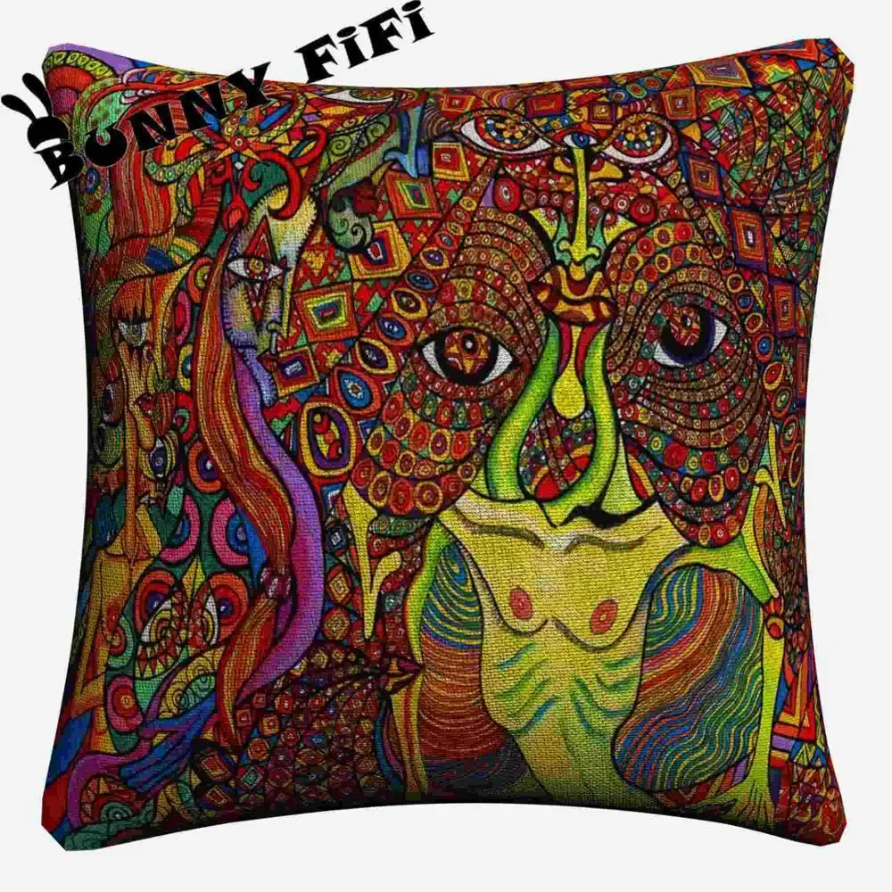 Psychedelic абстрактный акриловый LSD кислотная Декоративная Подушка Чехлы для дивана домашний декор чехол для подушки из льна 45x45 см чехлы на подушки - Цвет: 5