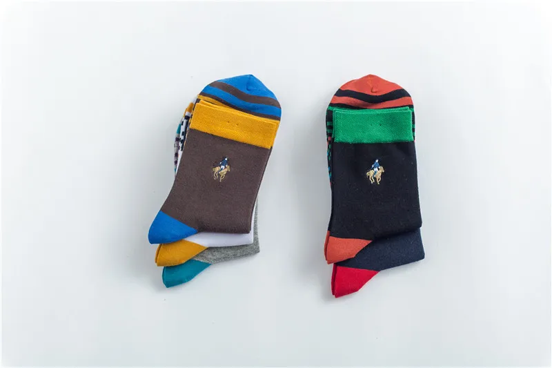 5 пар/лот зимние мужские носки из чистого хлопка толстые теплые в полоску