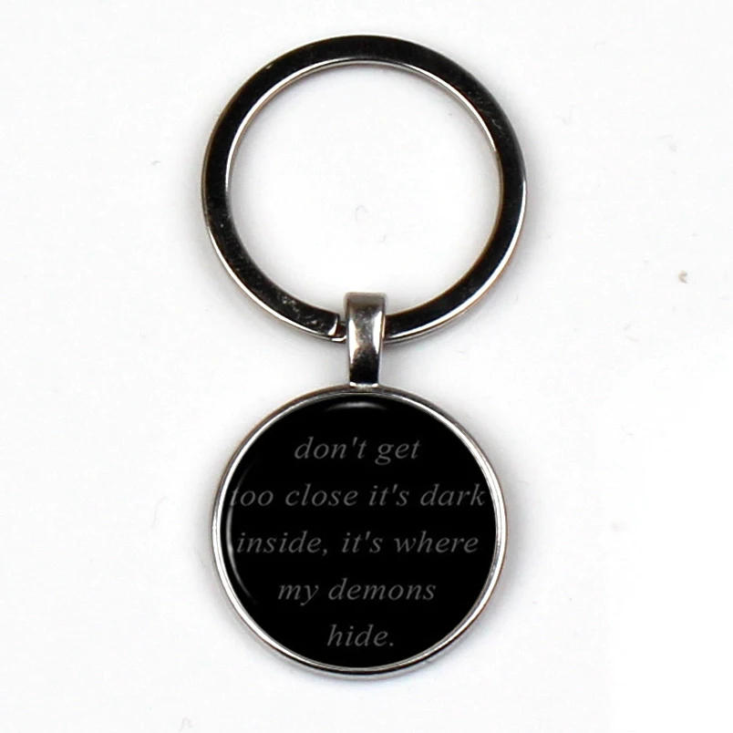 

Popular Imagination Dragon Black Glass Beveled Keychain Lyrics Quote Pendant Music Jewelry - Devil Charm Gift Keychain XKHLHJ