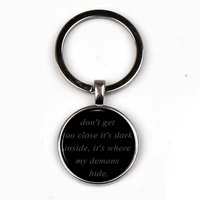 popular imagination dragon black glass beveled keychain lyrics quote pendant music jewelry devil charm gift keychain xkhlhj