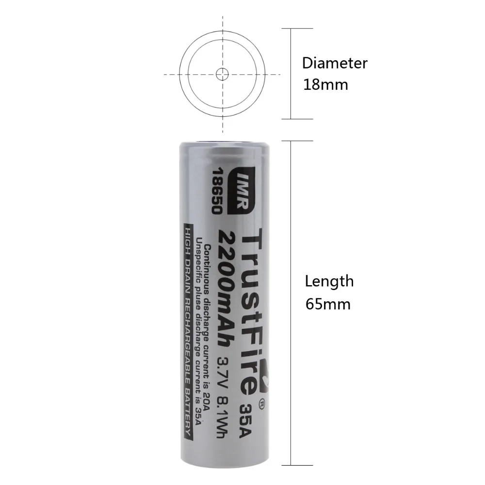 6 шт./лот TrustFire IMR 18650 2200 мА/ч 35A 3 7 V реальные Ёмкость Высокая утечка Перезаряжаемые