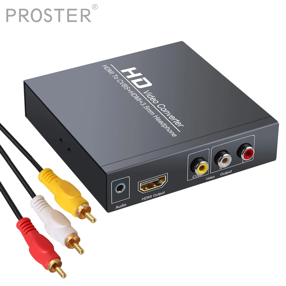 

PROZOR HDMI-совместим с HDMI-совместимым AV 3,5 мм разъемом адаптер конвертера 3RCA CVBS AV видео аудио адаптер PAL NTSC для HD TV