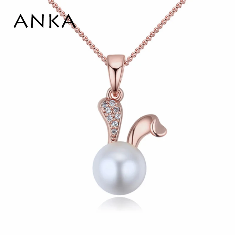 Анка милый кролик кубический циркон ожерелье круглая подвеска с искусственным