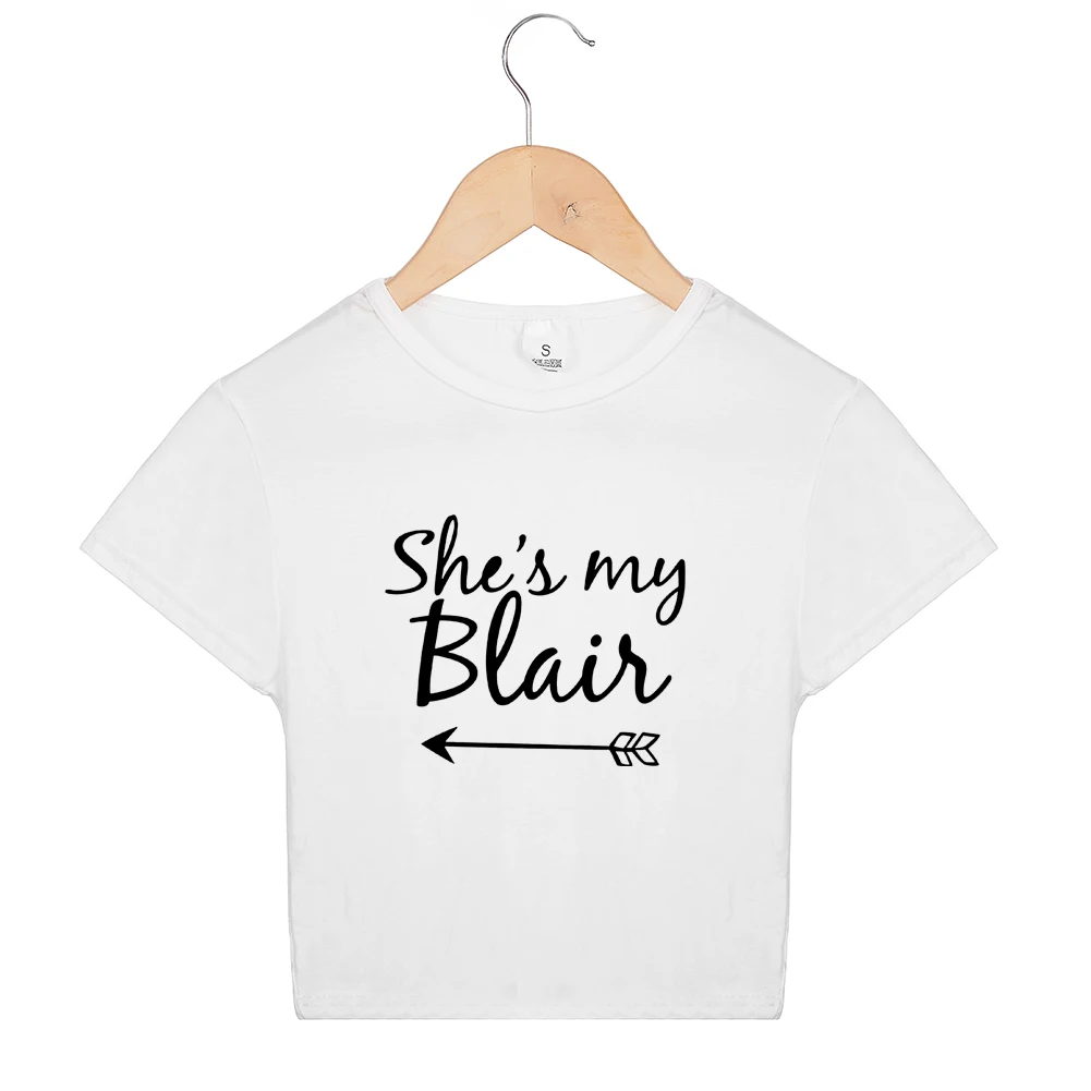 She's My Serena, She's My Blair Bff футболка Милая каваи Харадзюку женский топ обрезанная Студенческая хлопковая Футболка женская белая черная