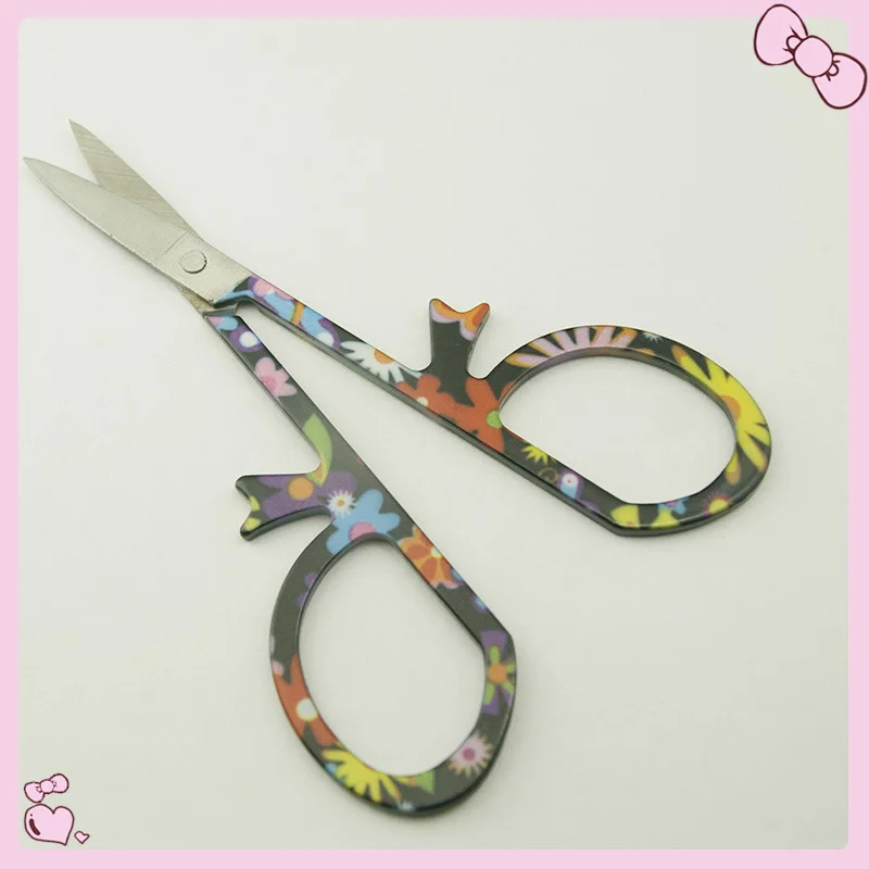 Легкий гвоздь 10 шт. черный цветочный узор ножницы Маникюр для ногтей бровей нос