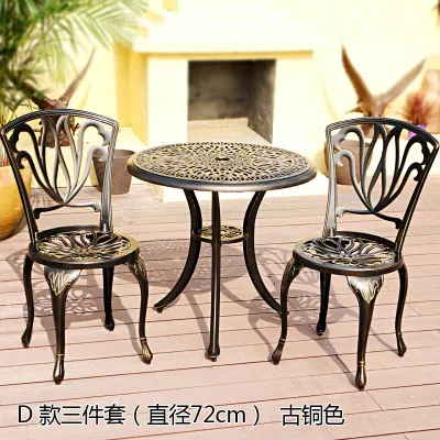 style D copper color Балконные Литые алюминиевые Дворовые столы и стулья для отдыха на открытом воздухе столы и стулья комбинированный садовый стул стол - Цвет: style D copper color