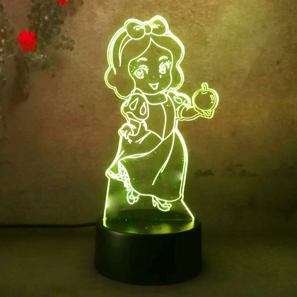 3D подарок для девочки принцесса Белоснежка Иллюзия Светодиодная настольная