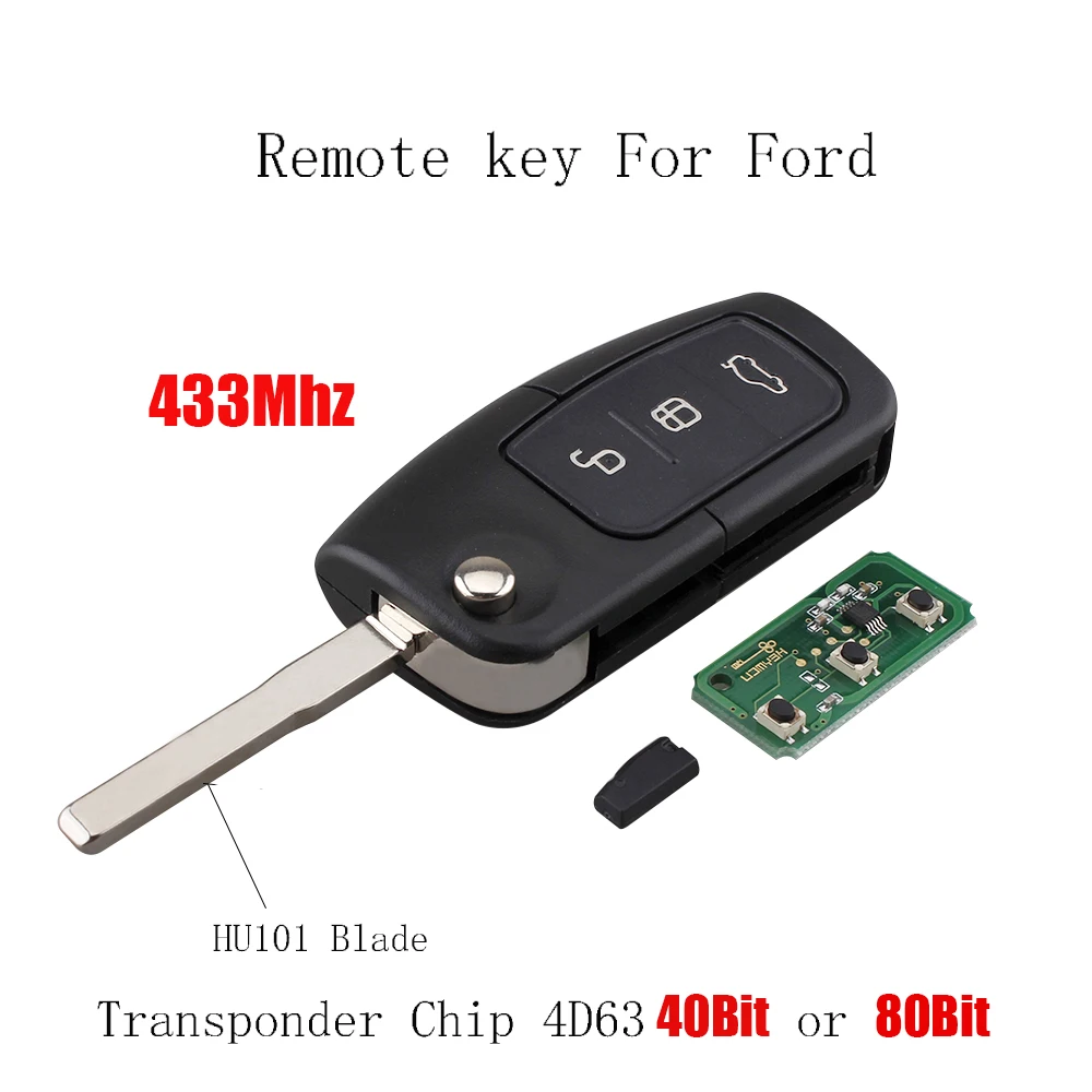 433 МГц 3 кнопки дистанционного ключа подходит для Ford C Max D S Focus Mondeo Fiesta Galaxy Fusion KA