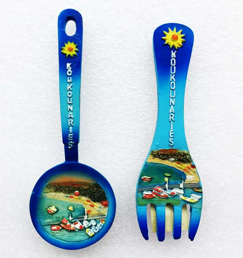 Греция Санторини Ложка Вилка 3D магнит на холодильник мир путешествия сувенир