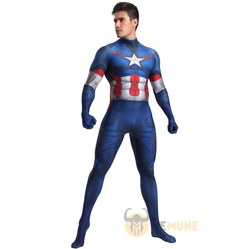 Персонажи фильма Marvel супергерой Капитан Америка полный корпус зентай костюм