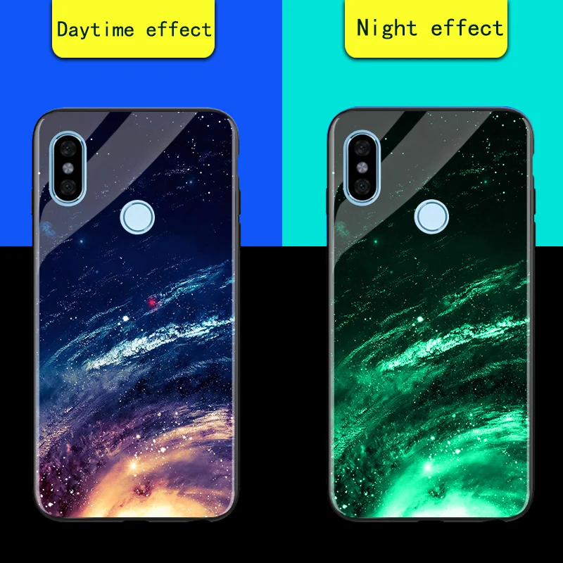 Роскошный чехол в виде светящегося стекла для Xiao mi Red mi 5 Plus 5,9" 5A 6A S2 Блестящий светящийся чехол с изображением звездного неба для Red mi 6 Pro mi A2 Lite - Цвет: Star flame